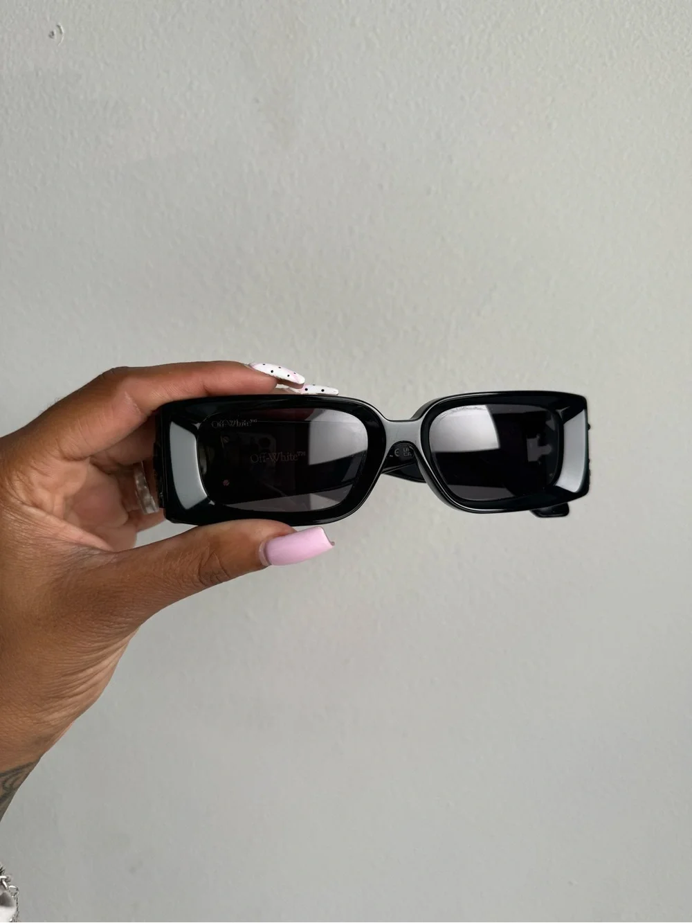 Off-White Black Jeweled Rectangle Sunglasses
